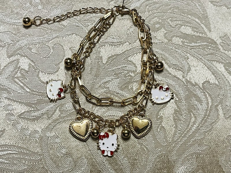 Gold Hello Kitty Multiple Charm Adjustable Fashion Fun Trendy Bracelet gallery