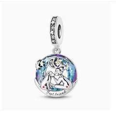 Silver Plated Girl & Dog “Best Friend” Dangle Charm