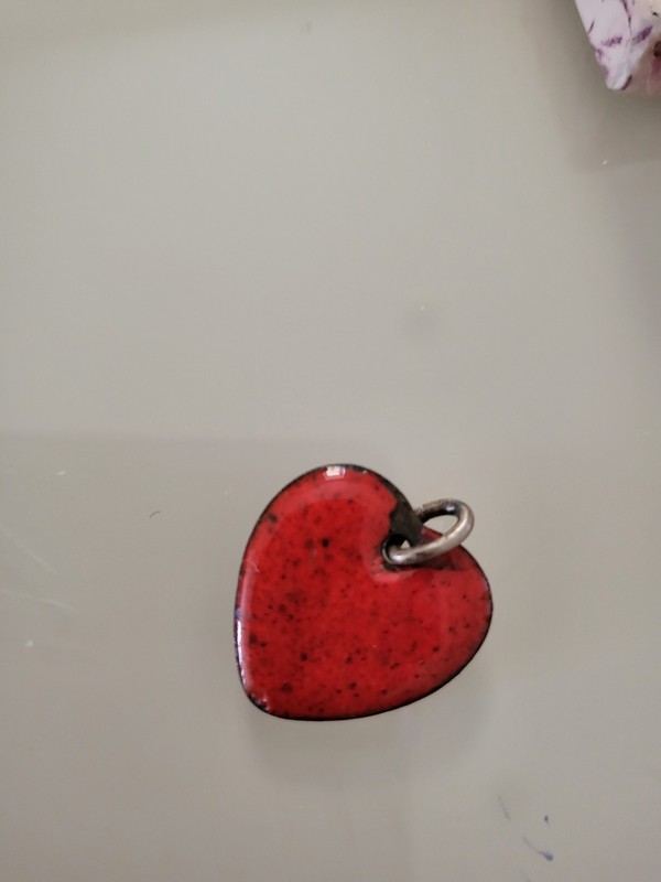 Vintage Copper Enamelled Heart Charm Handmade Boxed Tiny 20mm x18mm gallery