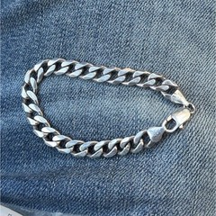 Sterling Silver 925 Curb Link Chain Bracelet 9 in Lobster Clasp Signed