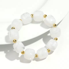 2pcs Black White Acrylic Elastic Beaded Bracelet Set Stretchy Stackable Accessor