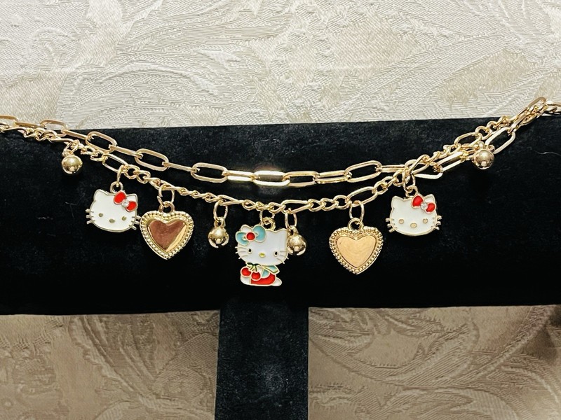 Gold Hello Kitty Multiple Charm Adjustable Fashion Fun Trendy Bracelet gallery