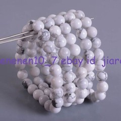 5pcs 8mm Fashion White Howlite Gemstone Beads Stretchable Bracelet 7.5in Z1429