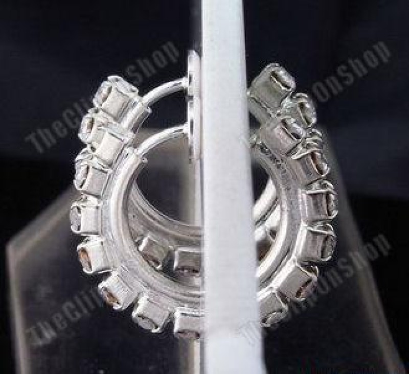 CLIP ON diamante crystal RHINESTONE hoops HOOP EARRINGS gallery