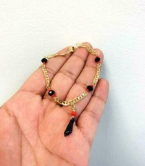 Azabache Hand Bracelet Good Luck & Protection / Womens Bracelet 7.5″ Gold Filled