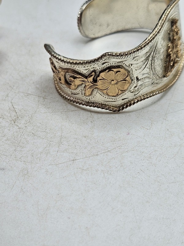 " Justin " Mexico Alpaca(?) Silver Barrel Racer Cuff Bracelet gallery