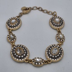 Stella & Dot Rhinestone Oval Link Bracelet Gold Tone 6-7″ Adjustable
