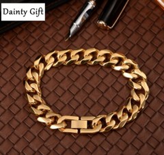 Hip Hop Men Women Titanium Stainless Steel 13 mm Miami Cuban Chain Bracelet 8.2″