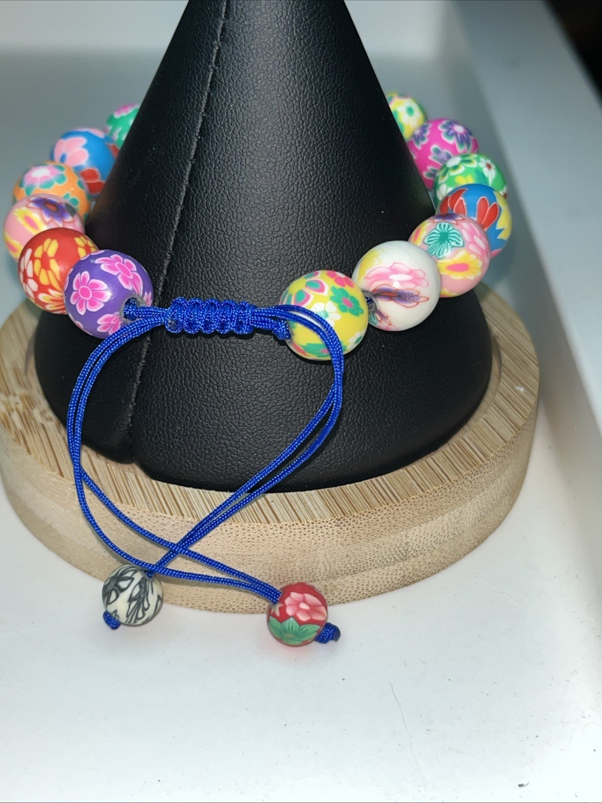 Polymer Clay Multi-Color Flower Pattern Bead Stretch Bracelet Hippy Boho gallery