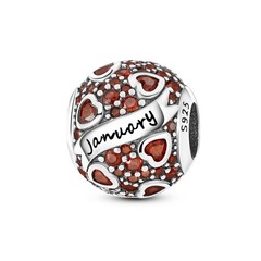European 925 Sterling Silver Charm AAA CZ 12 Birthstone Bead For Women Bracelets