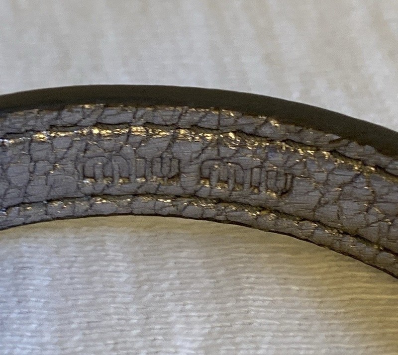 Miu Miu Silver Metallic Leather Bracelet with Goldtone Metal & Rhinestone (7.5") gallery