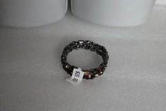 BALLET NWT Bracelet STRETCHY REDDISH BROWN GEMS DARK SILVER TONE 6/8″ WIDE