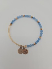 ALEX & ANI ” Color Classics ” Hydrangea Acrylic Beaded Gold Bracelet Blue
