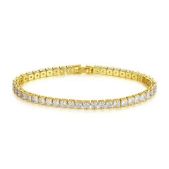 Gold Plated Tennis Bracelet With Cubic Zirconia Unisex Hip Hop Jewelry Women Men