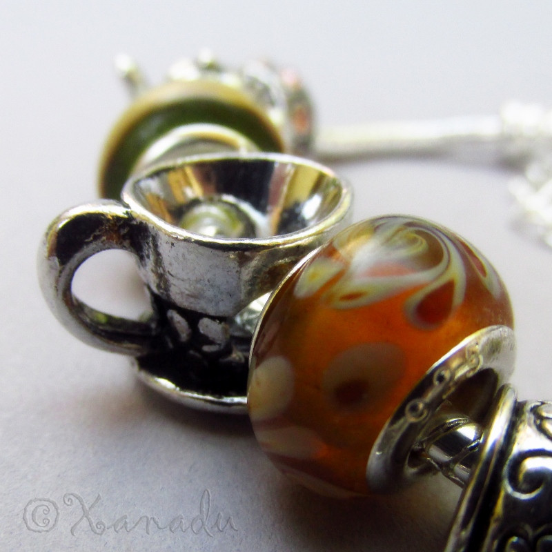 Colors Of Tea European Charm Bracelet - Green, Red, Gold Beads With Tea Charms gallery