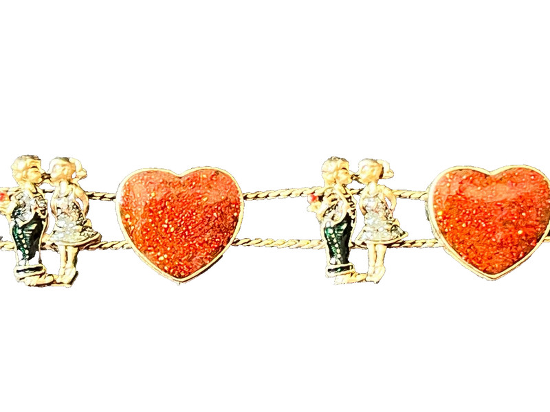 Glittery Hearts Couples Love Valentine's Day Silver Fashion Slide Bracelet NEW! gallery