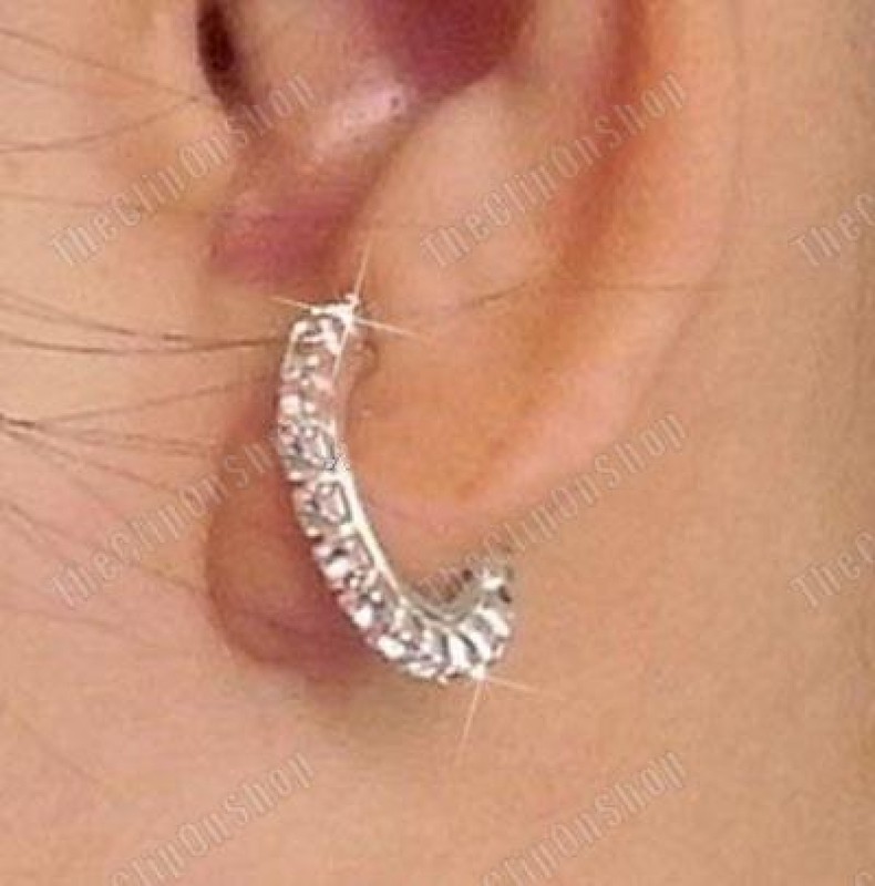 CLIP ON diamante crystal RHINESTONE hoops HOOP EARRINGS gallery