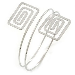 Square Motif Upper Arm, Armlet Bracelet In Silver Tone – 27cm L