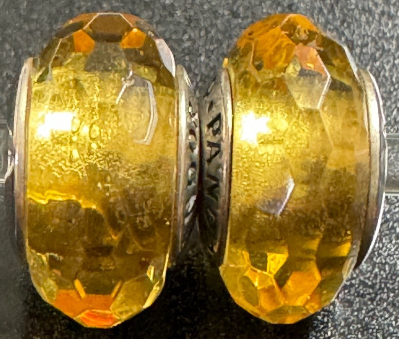 (ONE) PANDORA Sterling Silver Golden Yellow Fascinating Faceted Murano 791629 gallery