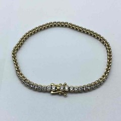 14K Yellow Gold Cubic Zirconia CZ Tennis Bracelet 6.75″ 7.2g MS Signed
