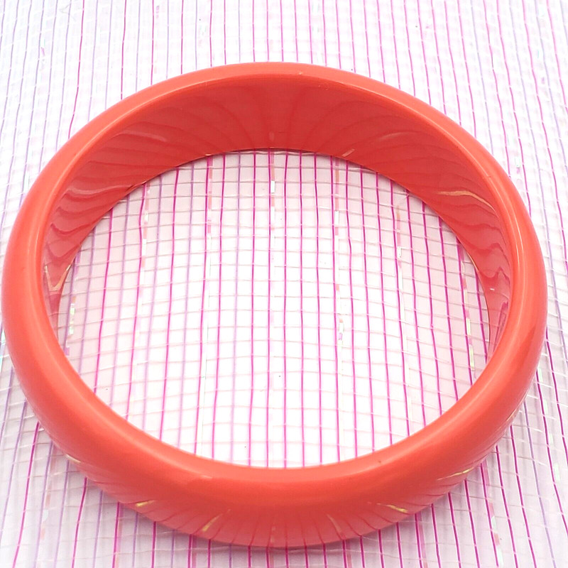 Smooth Plastic Bangle Bracelet Pink Tangerine Peach Shiny EUC for Small Hand gallery