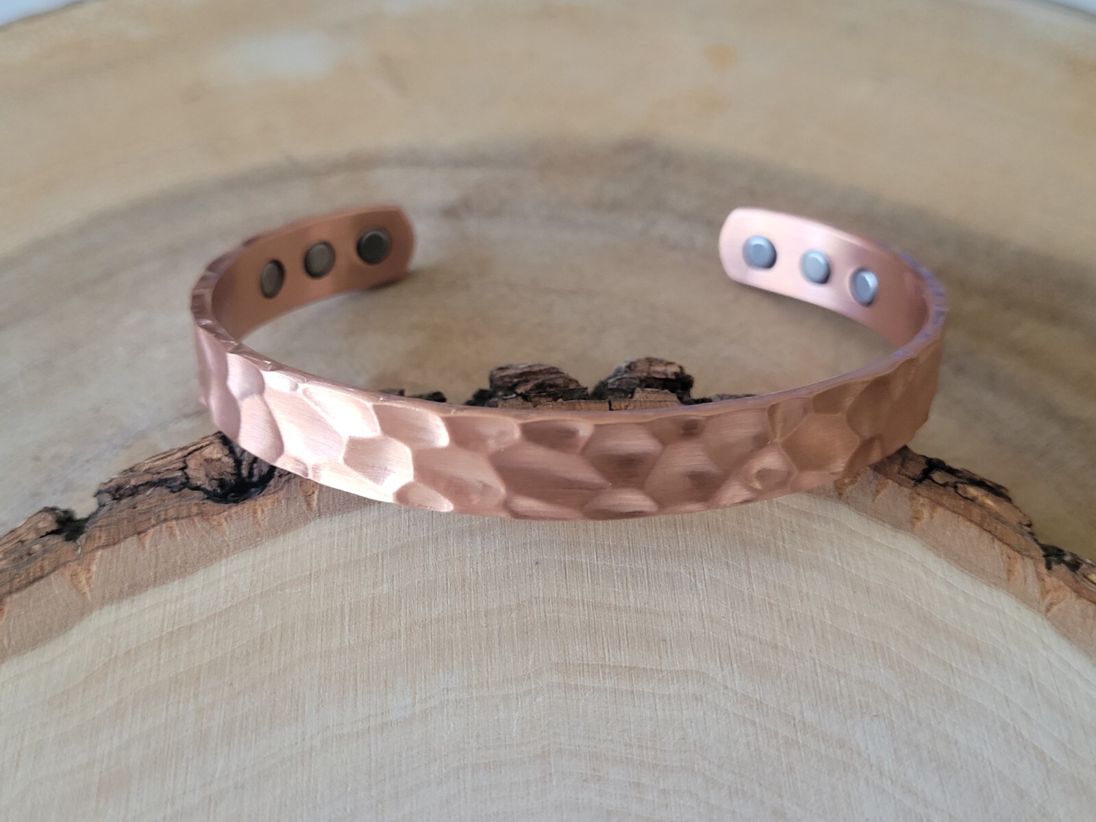 Hammered Solid Pure Copper Magnetic Cuff - Arthritis Therapy Adjustable Bracelet gallery
