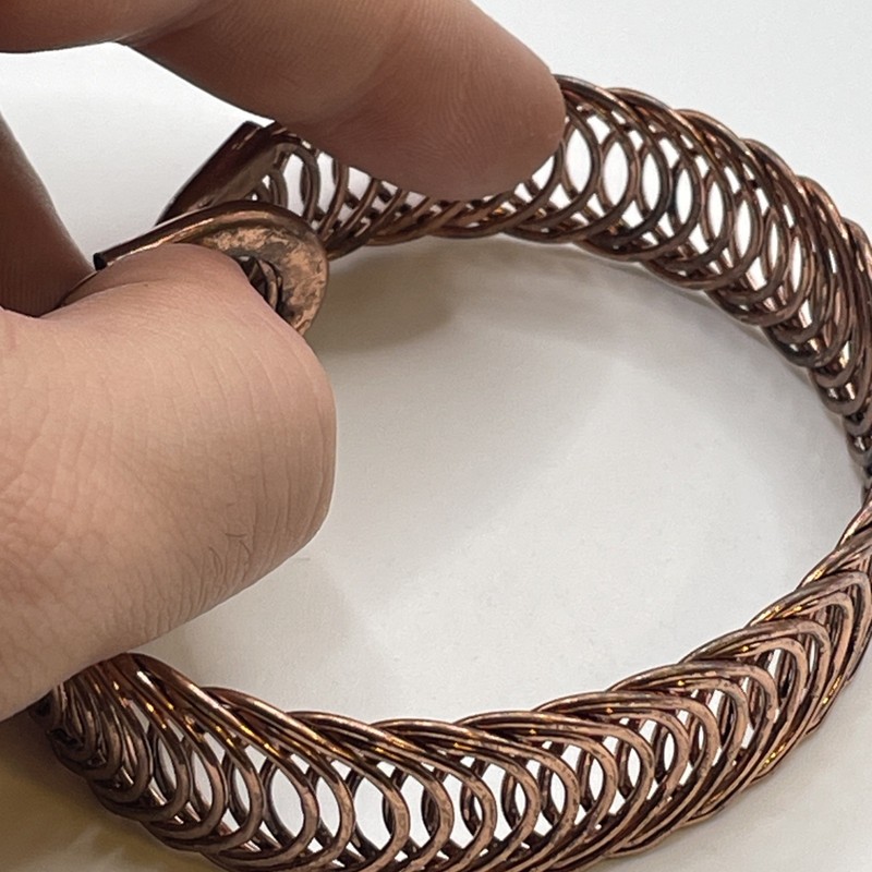 Bracelet Vintage Copper Plated Flexible Overlayed Circles Metal Jewelry gallery