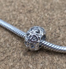 Double Heart Silver Spacer European Charm Bead