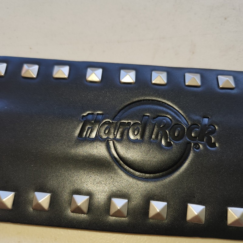 NEW Hard Rock Black Leather like Studded Slap Koozie or Bracelet, can tumbler gallery